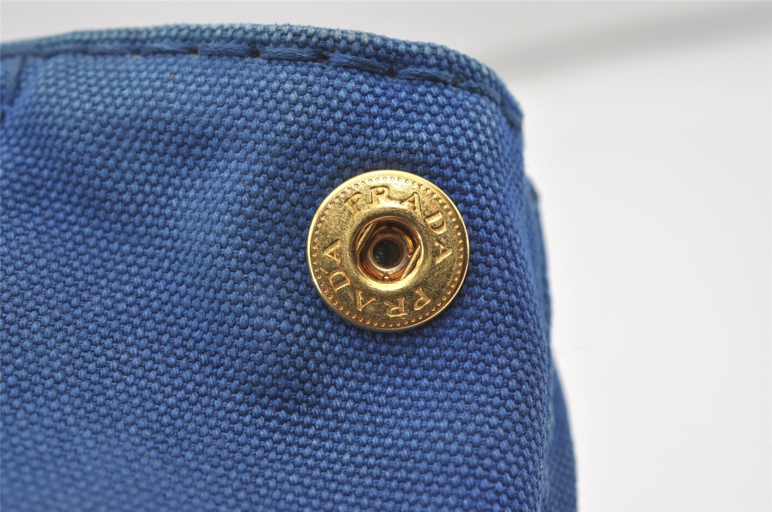 Authentic PRADA Vintage Canapa SS Canvas Tote Hand Bag Purse Blue 0462J