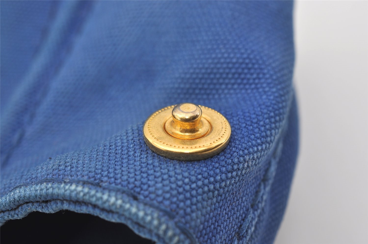 Authentic PRADA Vintage Canapa SS Canvas Tote Hand Bag Purse Blue 0462J