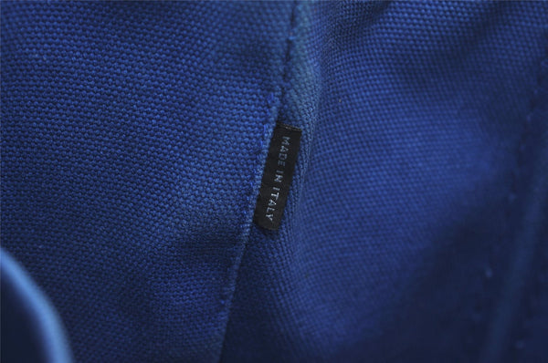 Authentic PRADA Vintage Canapa SS Canvas Tote Hand Bag Purse Blue 0462J
