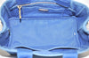 Authentic PRADA Vintage Canapa SS Canvas Tote Hand Bag Purse Blue 0462J