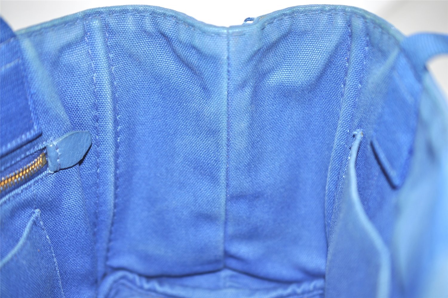 Authentic PRADA Vintage Canapa SS Canvas Tote Hand Bag Purse Blue 0462J