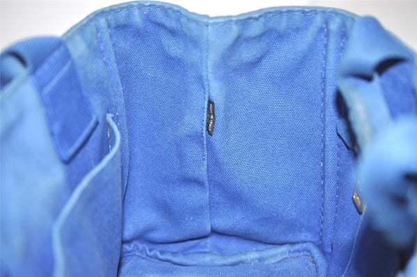 Authentic PRADA Vintage Canapa SS Canvas Tote Hand Bag Purse Blue 0462J