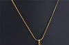 Authentic YVES SAINT LAURENT Logo Motif Necklace Chain Pendant Gold 0462K