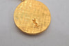 Authentic YVES SAINT LAURENT Logo Motif Necklace Chain Pendant Gold 0462K