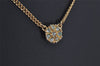 Authentic Christian Dior Gold Tone Chain Rhinestone Pendant Necklace CD 0463K