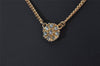 Authentic Christian Dior Gold Tone Chain Rhinestone Pendant Necklace CD 0463K