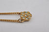 Authentic Christian Dior Gold Tone Chain Rhinestone Pendant Necklace CD 0463K