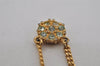 Authentic Christian Dior Gold Tone Chain Rhinestone Pendant Necklace CD 0463K