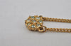 Authentic Christian Dior Gold Tone Chain Rhinestone Pendant Necklace CD 0463K