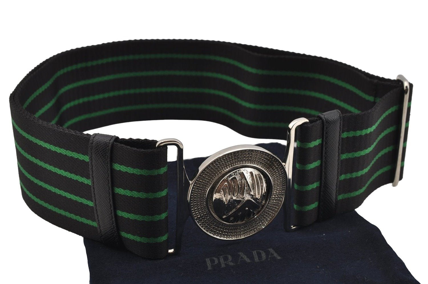 Authentic PRADA Nylon Tessuto Leather Belt Size 95cm 37.4