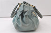 Authentic MIU MIU Vintage Leather 2Way Shoulder Hand Bag Purse Blue 0466J