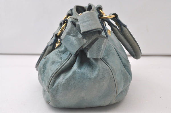 Authentic MIU MIU Vintage Leather 2Way Shoulder Hand Bag Purse Blue 0466J