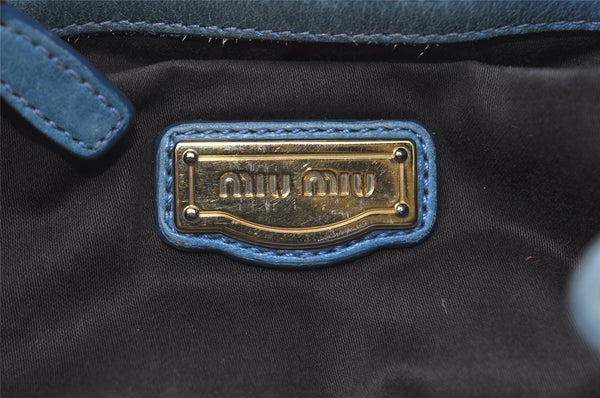 Authentic MIU MIU Vintage Leather 2Way Shoulder Hand Bag Purse Blue 0466J