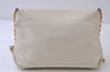 Authentic Salvatore Ferragamo Gancini Leather Chain Shoulder Bag White 0467J