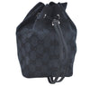 Authentic GUCCI Drawstring Hand Pouch Bag GG Canvas Leather 0390973 Black 0468J
