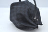 Authentic GUCCI Drawstring Hand Pouch Bag GG Canvas Leather 0390973 Black 0468J