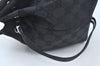 Authentic GUCCI Drawstring Hand Pouch Bag GG Canvas Leather 0390973 Black 0468J