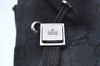 Authentic GUCCI Drawstring Hand Pouch Bag GG Canvas Leather 0390973 Black 0468J