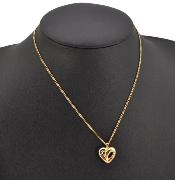 Authentic Christian Dior Gold Tone Chain Pendant Necklace CD 0468K