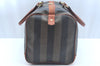 Authentic FENDI Vintage Pequin Hand Boston Bag PVC Leather Brown Black 0469J