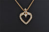 Authentic Christian Dior Gold Tone Chain Rhinestone Pendant Necklace CD 0469K