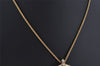 Authentic Christian Dior Gold Tone Chain Rhinestone Pendant Necklace CD 0469K