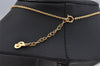 Authentic Christian Dior Gold Tone Chain Rhinestone Pendant Necklace CD 0469K