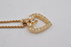 Authentic Christian Dior Gold Tone Chain Rhinestone Pendant Necklace CD 0469K