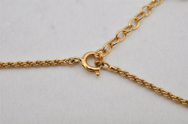 Authentic Christian Dior Gold Tone Chain Rhinestone Pendant Necklace CD 0469K