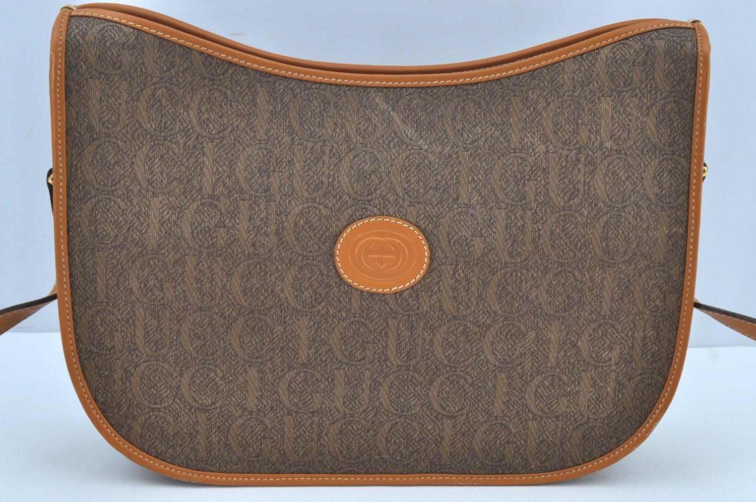 Authentic GUCCI Shoulder Cross Body Bag Purse Canvas Leather Brown 0470H