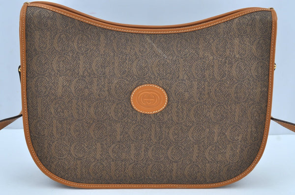 Authentic GUCCI Shoulder Cross Body Bag Purse Canvas Leather Brown 0470H