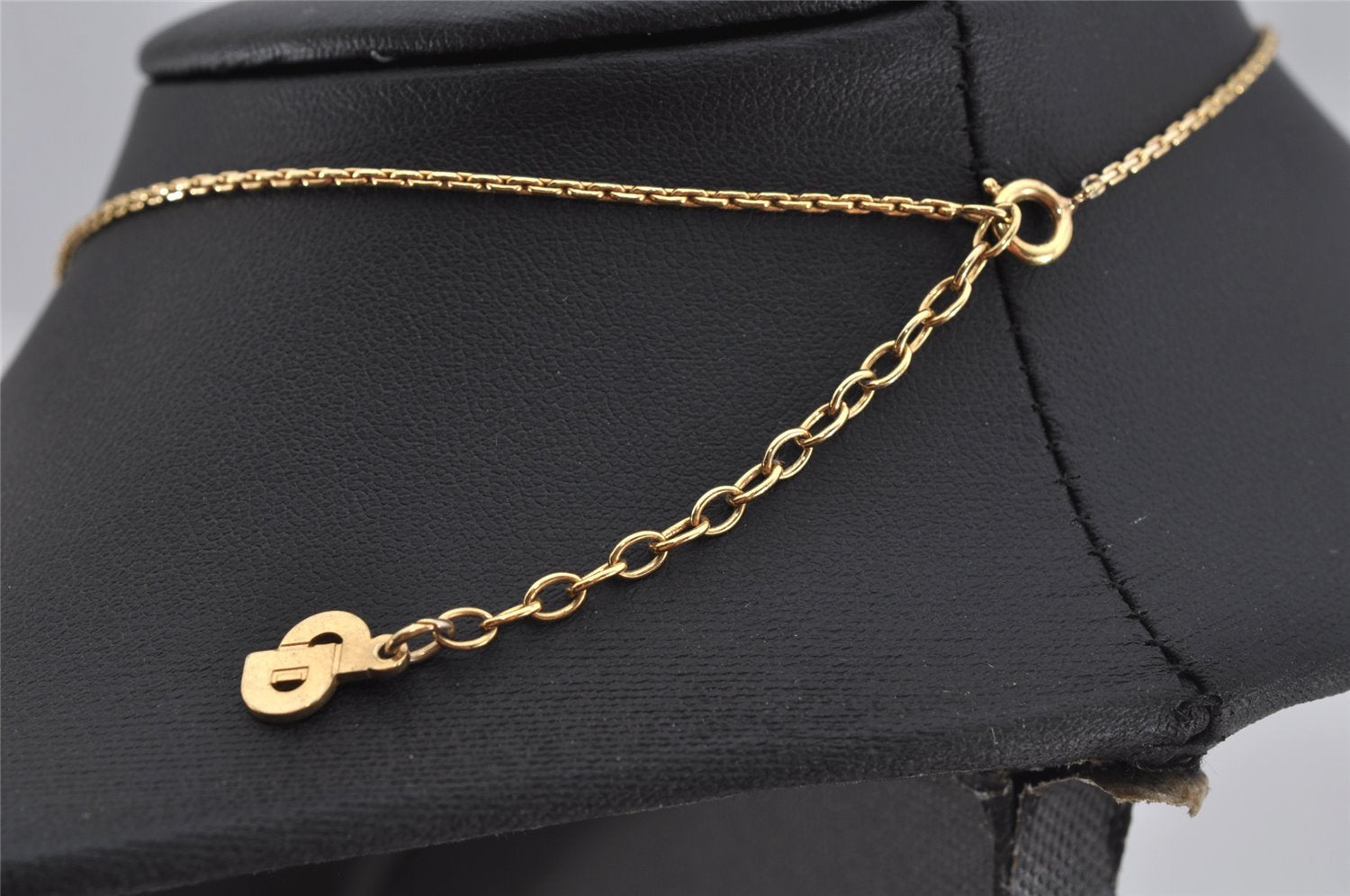 Authentic Christian Dior Gold Tone Chain Rhinestone Pendant Necklace CD 0470K