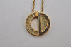 Authentic Christian Dior Gold Tone Chain Rhinestone Pendant Necklace CD 0470K