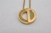 Authentic Christian Dior Gold Tone Chain Rhinestone Pendant Necklace CD 0470K