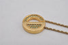 Authentic Christian Dior Gold Tone Chain Rhinestone Pendant Necklace CD 0470K