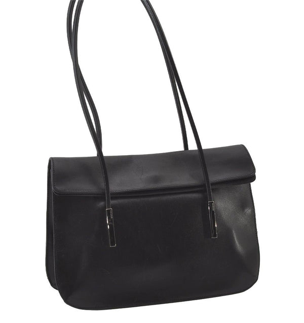 Authentic GUCCI Vintage Shoulder Bag Purse Leather Black 0471J