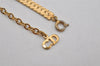 Authentic Christian Dior Gold Tone Chain Rhinestone Pendant Necklace CD 0471K