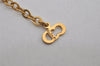 Authentic Christian Dior Gold Tone Chain Rhinestone Pendant Necklace CD 0471K