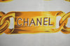 Authentic CHANEL Scarf Chain Motif CC Logo Silk Beige 0473I