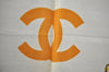 Authentic CHANEL Scarf Chain Motif CC Logo Silk Beige 0473I