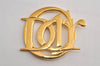 Authentic Christian Dior Vintage Logo Brooch Gold Tone CD 0473K