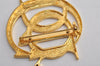 Authentic Christian Dior Vintage Logo Brooch Gold Tone CD 0473K