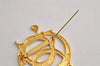 Authentic Christian Dior Vintage Logo Brooch Gold Tone CD 0473K