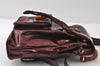 Authentic GUCCI Vintage Bamboo Backpack Purse Enamel Bordeaux 0474J