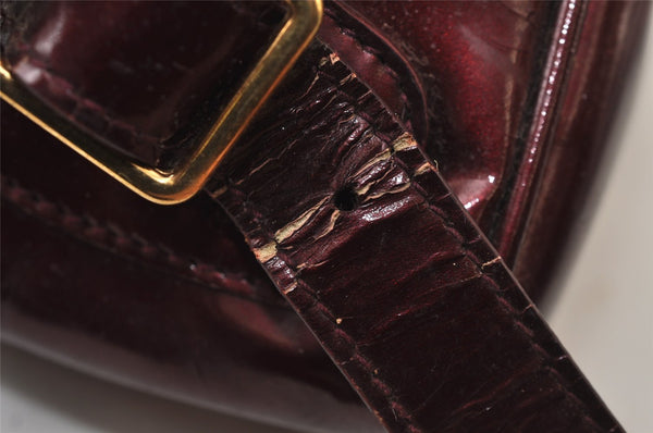 Authentic GUCCI Vintage Bamboo Backpack Purse Enamel Bordeaux 0474J