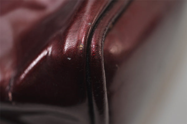 Authentic GUCCI Vintage Bamboo Backpack Purse Enamel Bordeaux 0474J