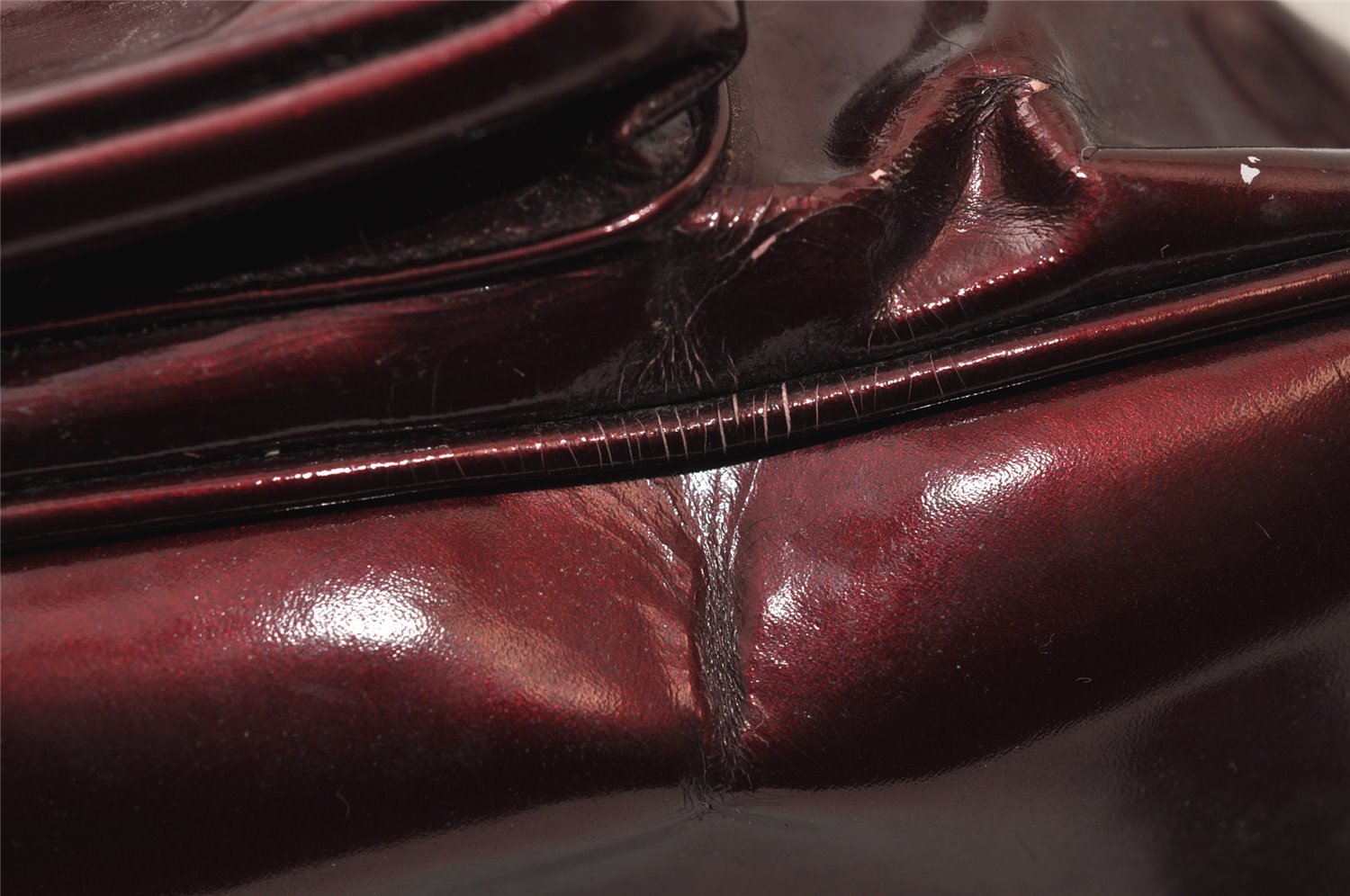 Authentic GUCCI Vintage Bamboo Backpack Purse Enamel Bordeaux 0474J