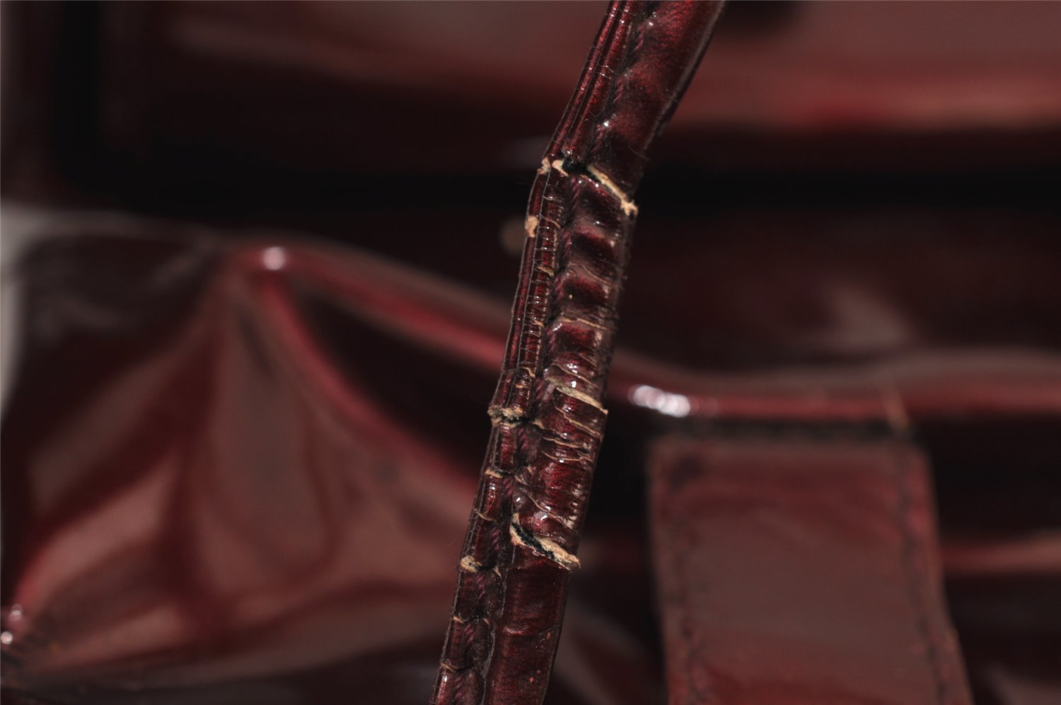 Authentic GUCCI Vintage Bamboo Backpack Purse Enamel Bordeaux 0474J