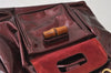 Authentic GUCCI Vintage Bamboo Backpack Purse Enamel Bordeaux 0474J