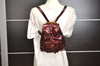 Authentic GUCCI Vintage Bamboo Backpack Purse Enamel Bordeaux 0474J